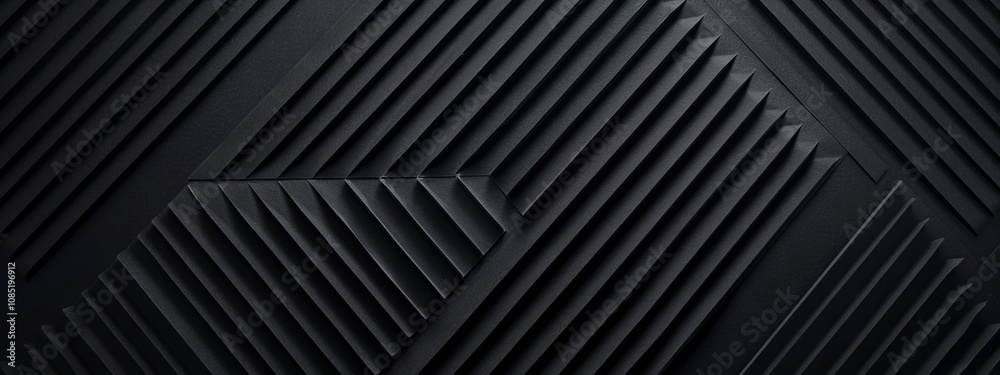 Naklejka premium Abstract minimalist wallpaper with bold geometric patterns on black background. Ideal for modern design and banner templates with copy space in the center for text.