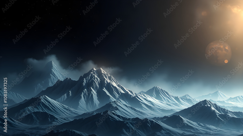 A majestic mountain range bathed in the soft glow of dawn, promising a new day. A majestic mountain range bathed in the soft glow of dawn, promising a new day.