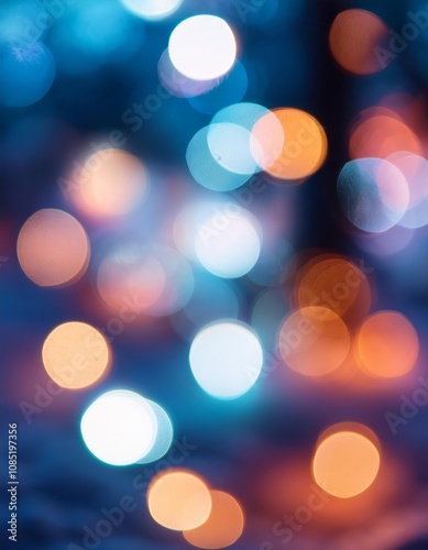 Blurred city lights creating a colorful bokeh effect at night