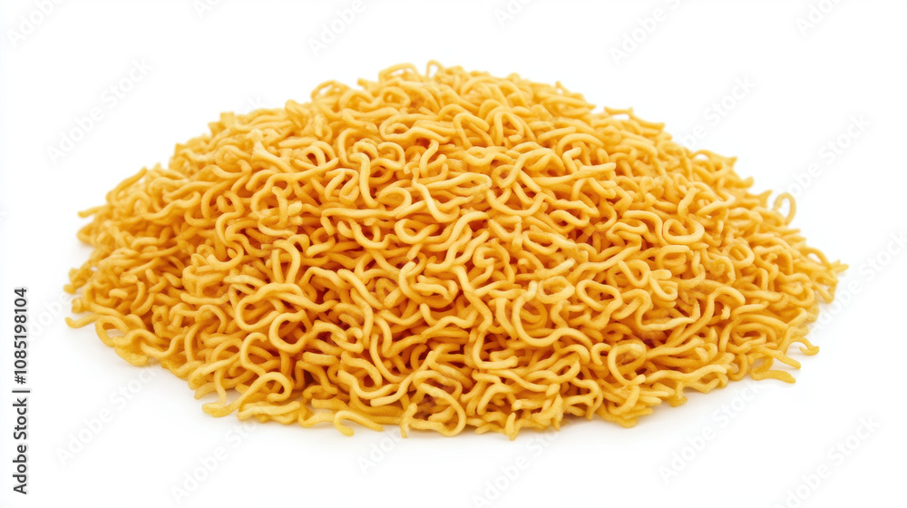Pile of Loose Yellow Noodles Isolated on White Background Pile of Loose Yellow Noodles Isolated on White Background