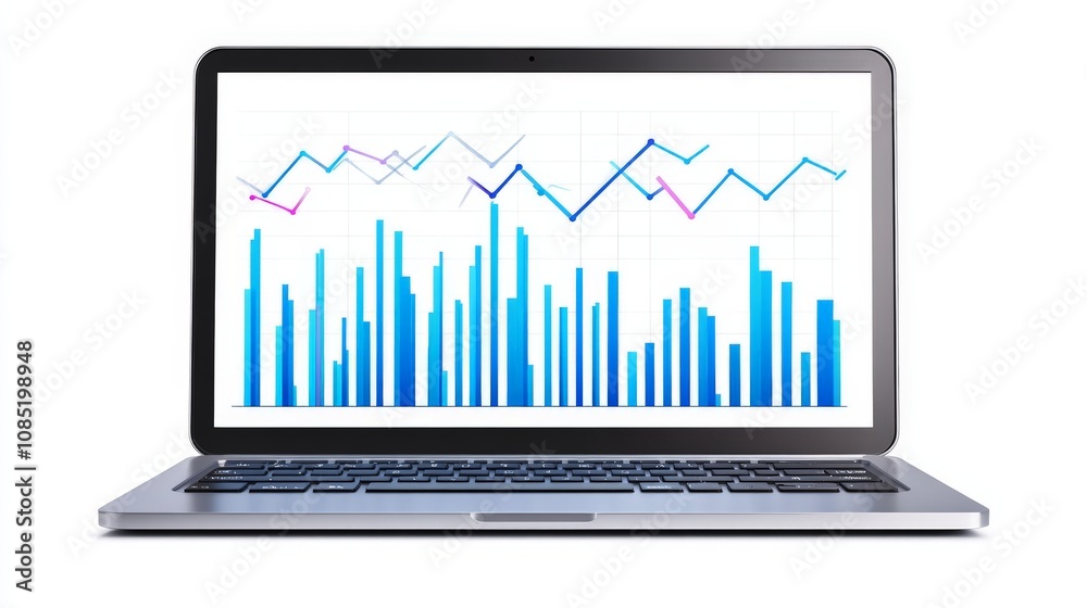 Analytical Chart on Laptop Screen with Soft Shadows Analytical Chart on Laptop Screen with Soft Shadows