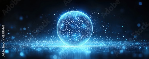 Glowing Sphere in a Blue Space