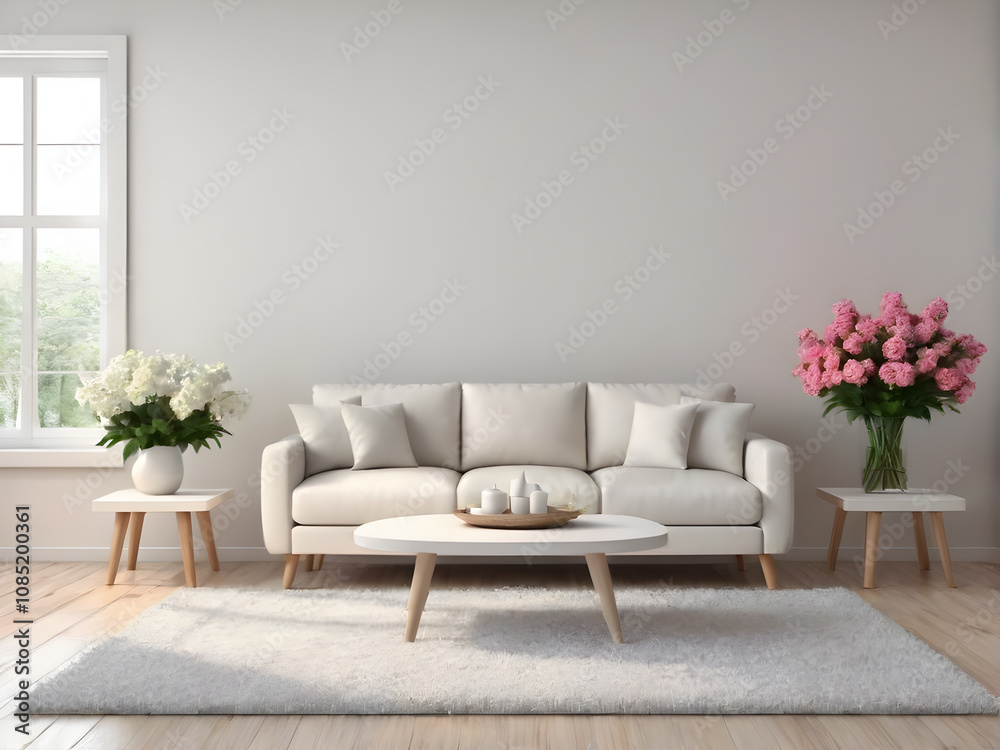 Fototapeta premium interior with white sofa. mock up 