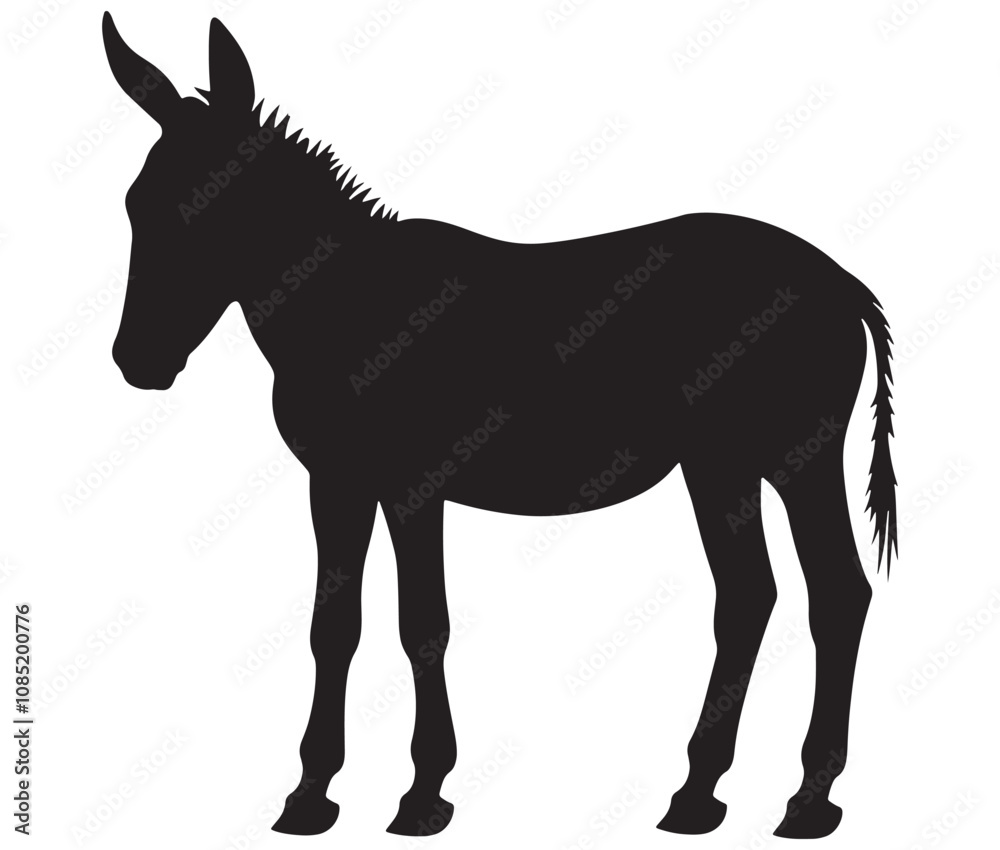 Obraz premium Silhouette of a donkey, Donkey silhouette isolated on white