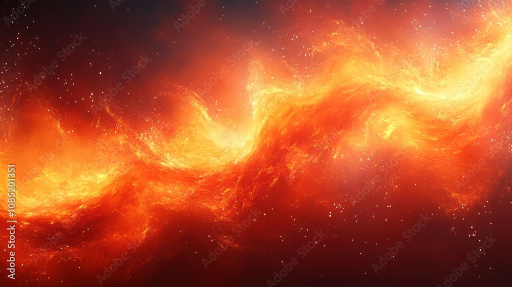 Fototapeta premium Fiery cosmic swirl, abstract fire nebula.