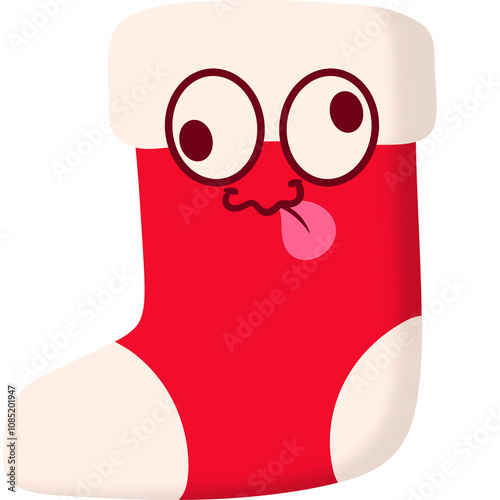 Christmas Sock Silly Face Cartoon