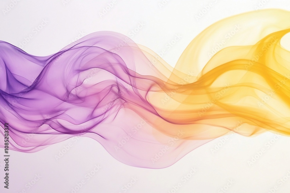 Ethereal Flow: A Fusion of Purple and Yellow Hues in Abstract Art