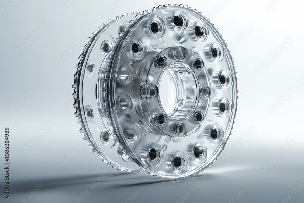 Transparent casing spool with intricate design and multiple holes, showcasing modern engineering and precision. Ideal for industrial applications and product design Transparent casing spool with intricate design and multiple holes, showcasing modern engineering and precision. Ideal for industrial applications and product design