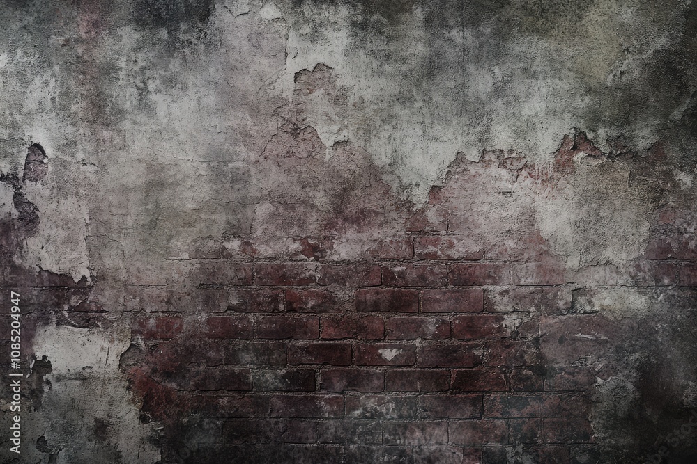 Weathered brick wall texture, grunge background, distressed brickwork, aged brick wall, dark gray tones, peeling plaster, urban texture, vintage backdrop. Weathered brick wall texture, grunge background, distressed brickwork, aged brick wall, dark gray tones, peeling plaster, urban texture, vintage backdrop.