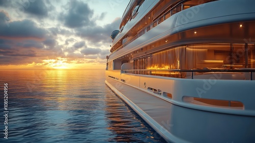 Luxury Yacht at Sunset