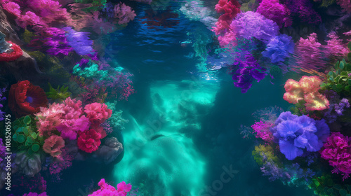 Wallpaper Mural Aerial View of a Coral Reef with Vibrant Colors Torontodigital.ca