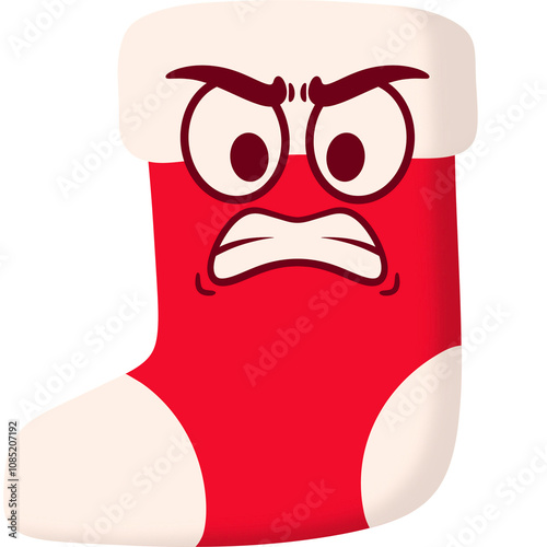 Christmas Sock Angry Face Cartoon