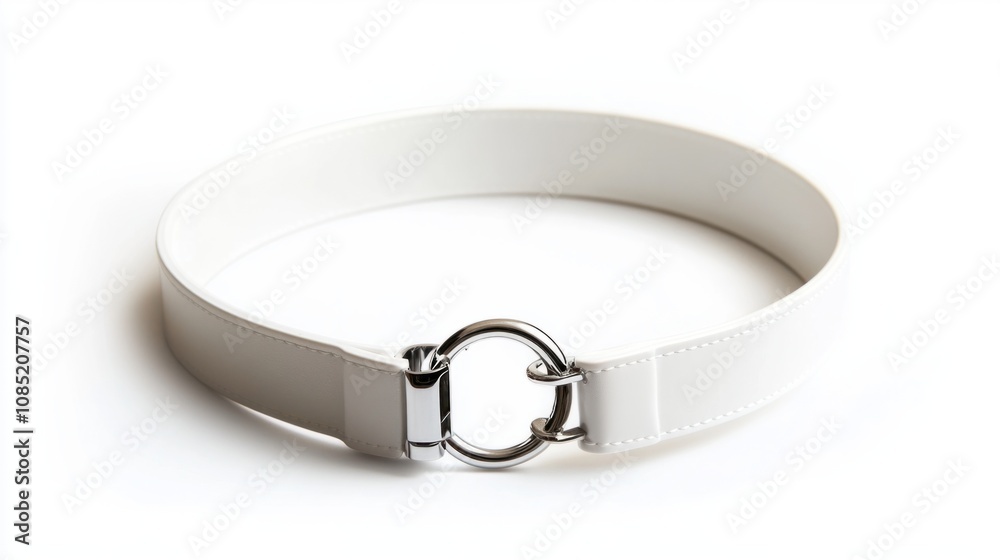 Blank white collar with plastic clasp and ring, isolated on a white background Blank white collar with plastic clasp and ring, isolated on a white background