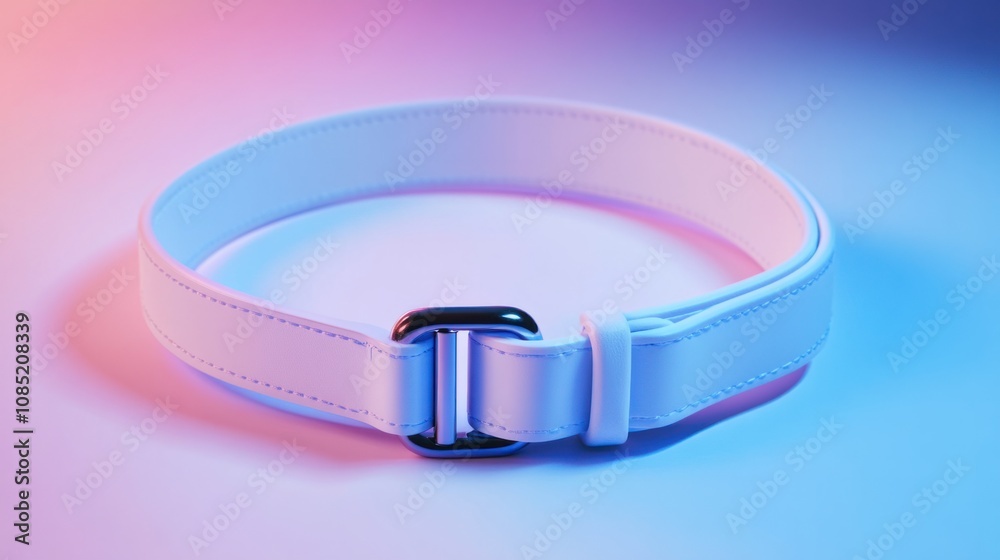 Blank white dog collar with simple plastic buckle, isolated for branding purposes Blank white dog collar with simple plastic buckle, isolated for branding purposes