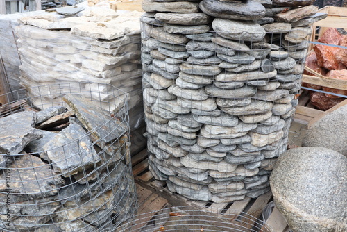 A Textured Stone Stack Composition Useful for Landscaping and Construction Projects and Activities photo