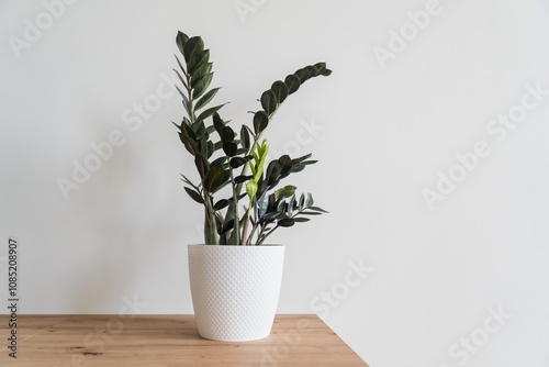 Plant Dollar tree in white pot on white background. High-quality photo