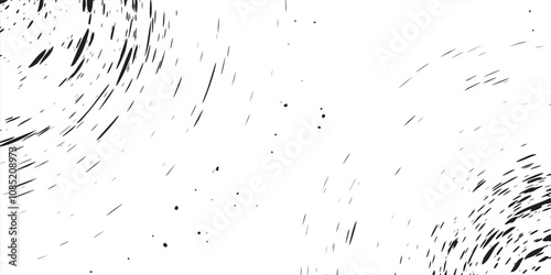 Vector black ink drops and splatters texture. Dynamic lines from drops. eps 10, modern.