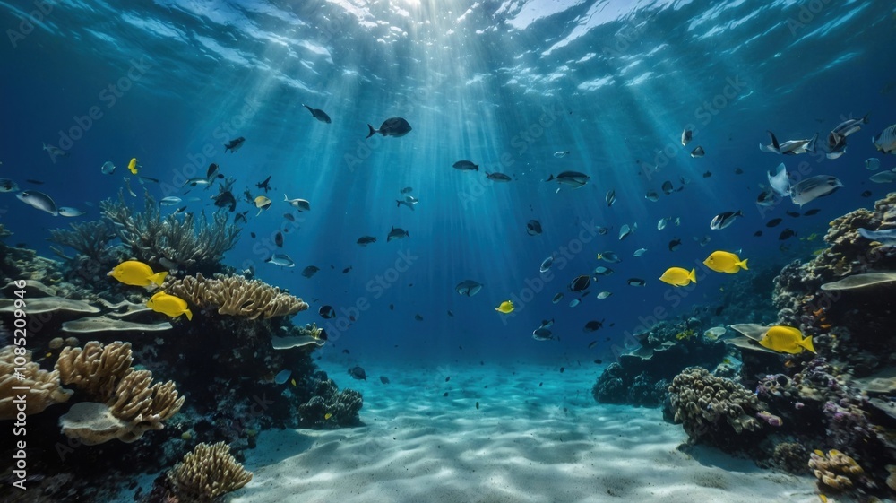 Naklejka premium underwater blue background in sea generate ai