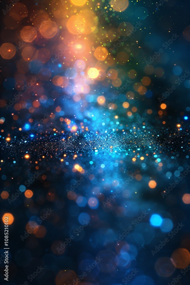 Obraz premium Lumières scintillantes et colorées sur fond noir, arrière plan, fond graphique, effet de flou et de bokeh