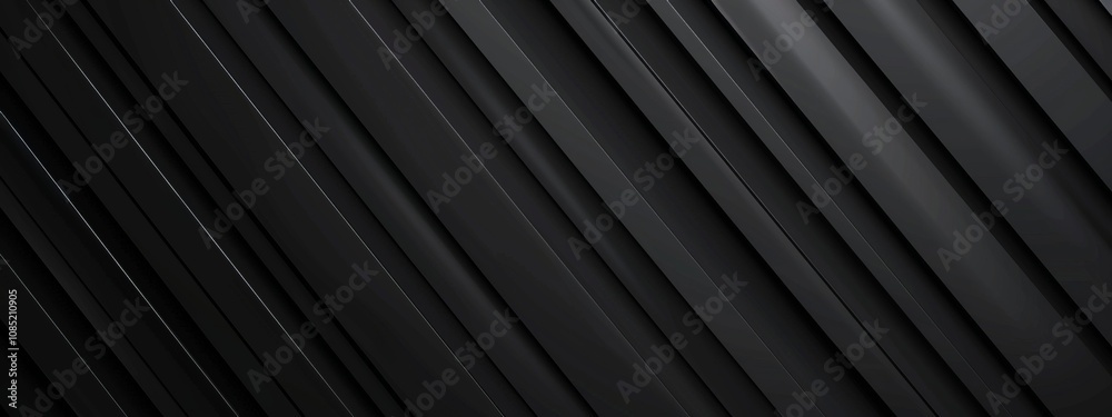 Obraz premium Minimalist abstract wallpaper featuring diagonal lines on a black background. Banner template with white space for text, perfect for modern and professional design applications.