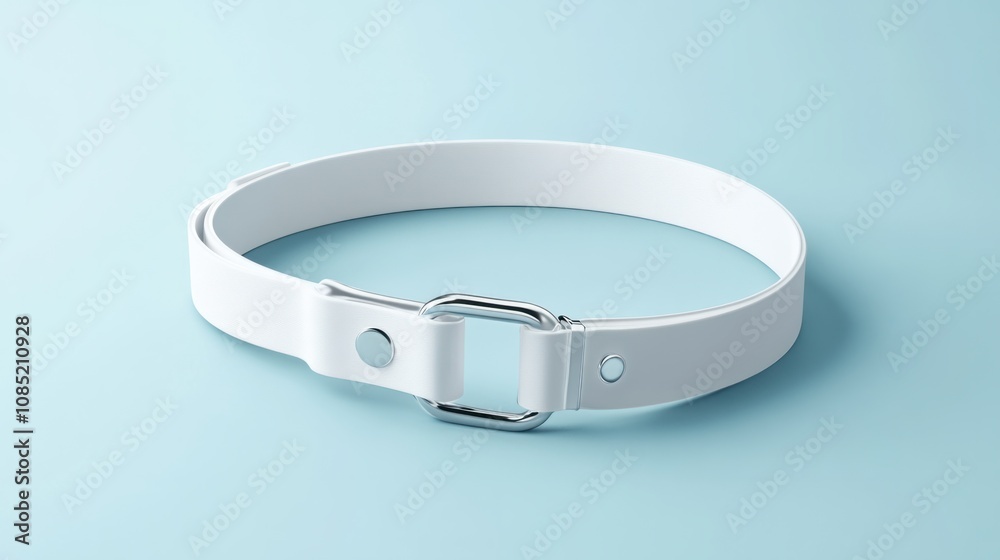 White dog collar mockup with plastic buckle, blank design, isolated for branding White dog collar mockup with plastic buckle, blank design, isolated for branding