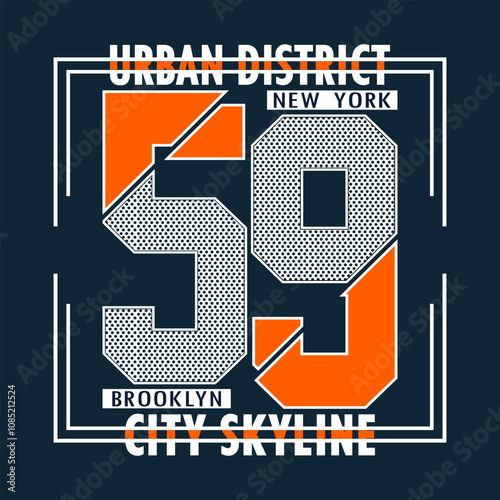 urban district new york slogan, graphic tee typography design, trendy t shirt print, illustration vector art, letter art