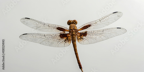 Exotic dragonfly with unique and beautiful features on a white background. Crated With Generative AI