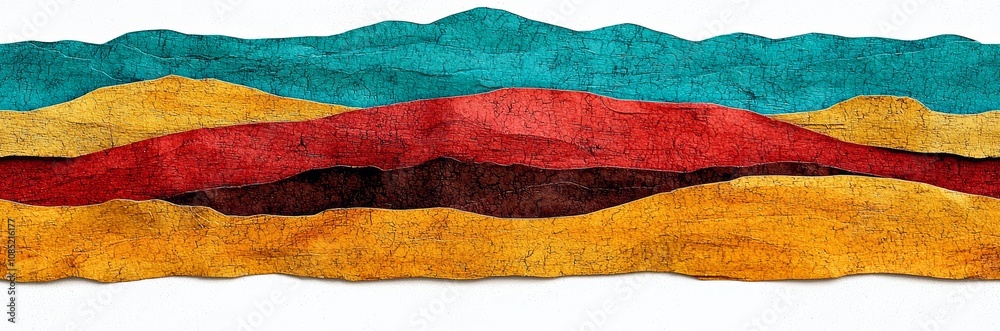 Colorful Geometric Landscape of Mountain Ranges in Vibrant Earthy Tones Colorful Geometric Landscape of Mountain Ranges in Vibrant Earthy Tones