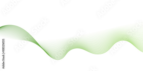 Modern abstract green wave liquid lines background.dots on a whit clean and fresh background,Frequency sound wave lines and technology curve lines,green wave lines frame, 