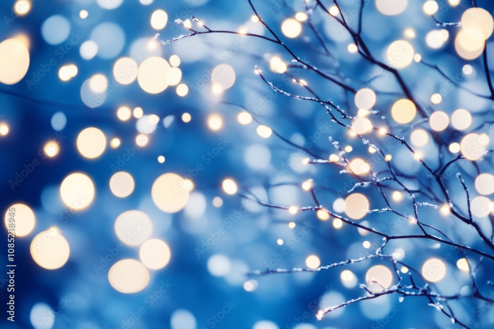 Abstract winter night with glowing snowflakes and frosty textures in a serene blue atmosphere Abstract winter night with glowing snowflakes and frosty textures in a serene blue atmosphere