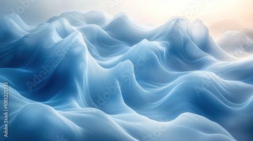 Abstract Blue Wave Landscape