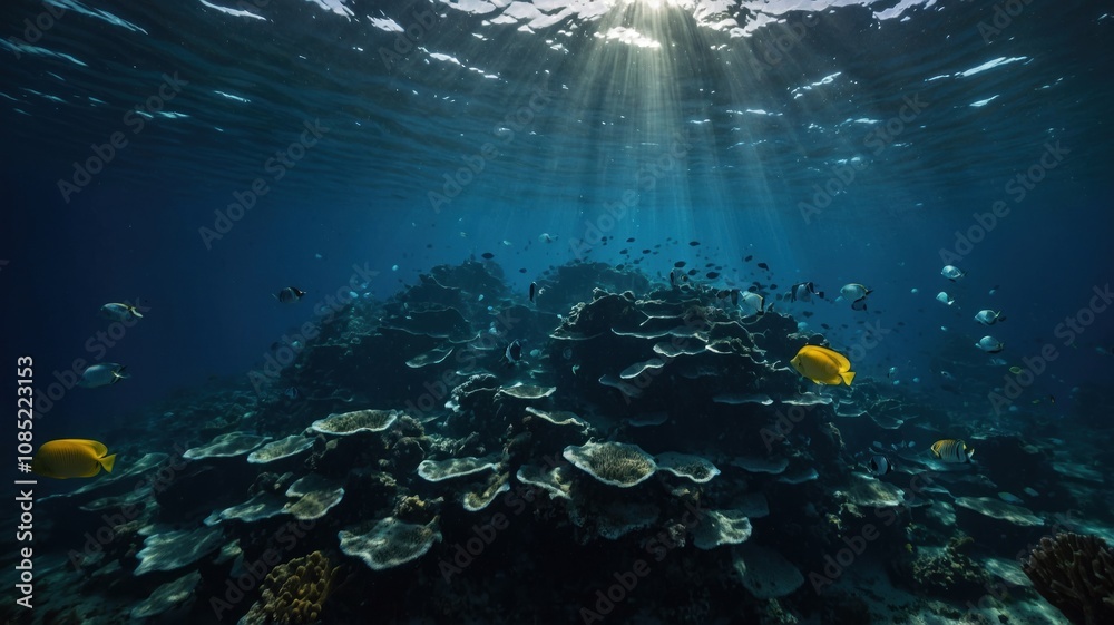 Fototapeta premium underwater dark color empty background in sea generate ai