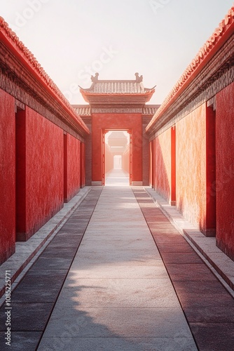 Architectural space e-commerce promotion red scene