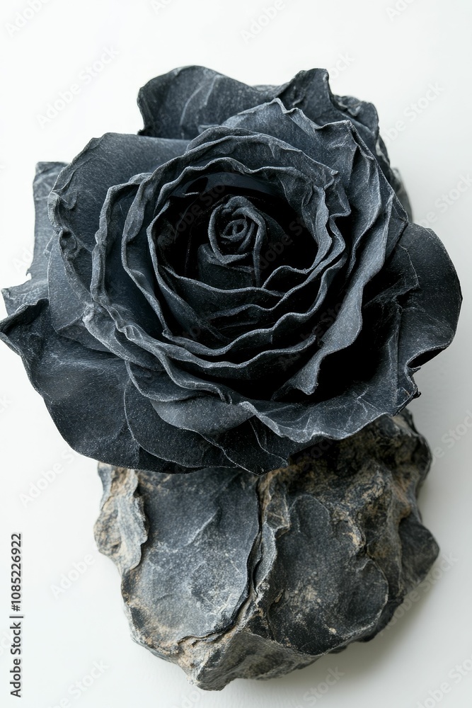 Obraz premium Stone sculpture of a black rose.