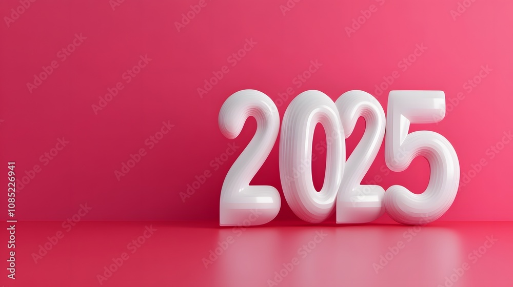 2025 New Year numbers red background