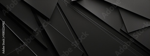 Minimalist abstract intersecting lines pattern on a black background. Banner template with white space for text, ideal for modern and professional design purposes.