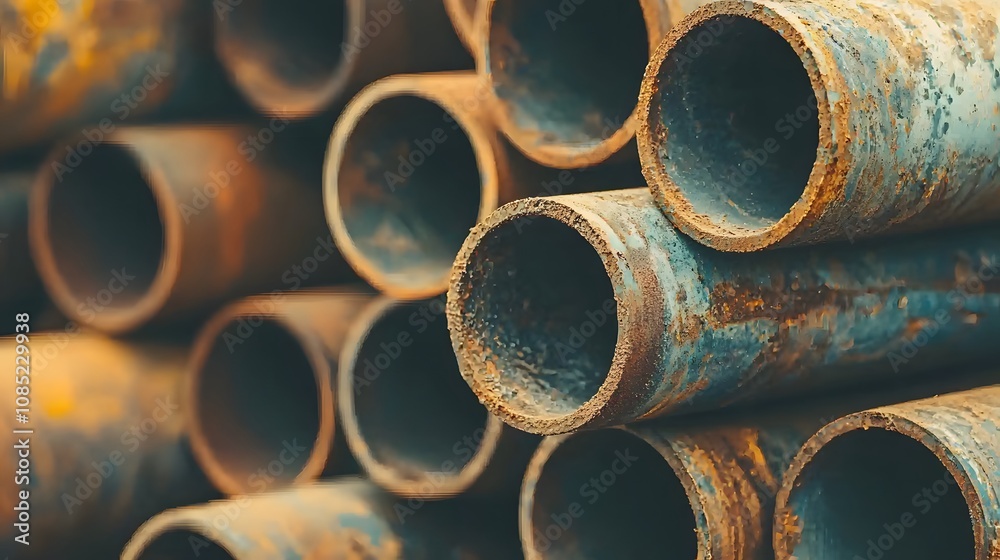 Galvanized steel pipes are often stacked neatly for storage Galvanized steel pipes are often stacked neatly for storage