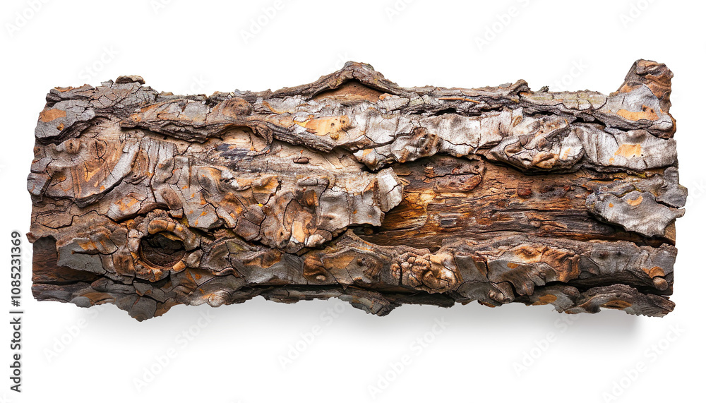 Tree rotten bark roll on a transparent background Tree rotten bark roll on a transparent background