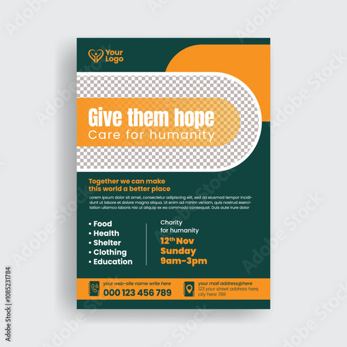Editable Charity flyer, Volunteer poster, charity foundation poster, fund-raising flyer, voluntary organization leaflet  template old care nursing home poster advertising template