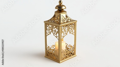 Elegant Brass Lantern with Delicate Filigree Design