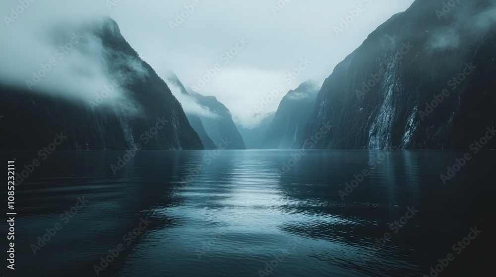 Misty Mountains and a Serene Lake Misty Mountains and a Serene Lake
