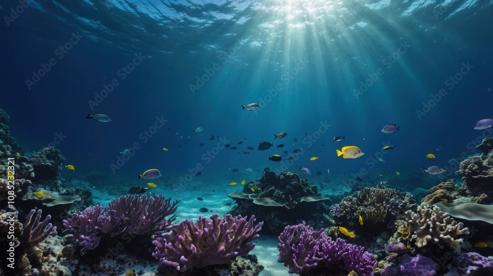 Fototapeta premium underwater purple empty background in sea generate ai