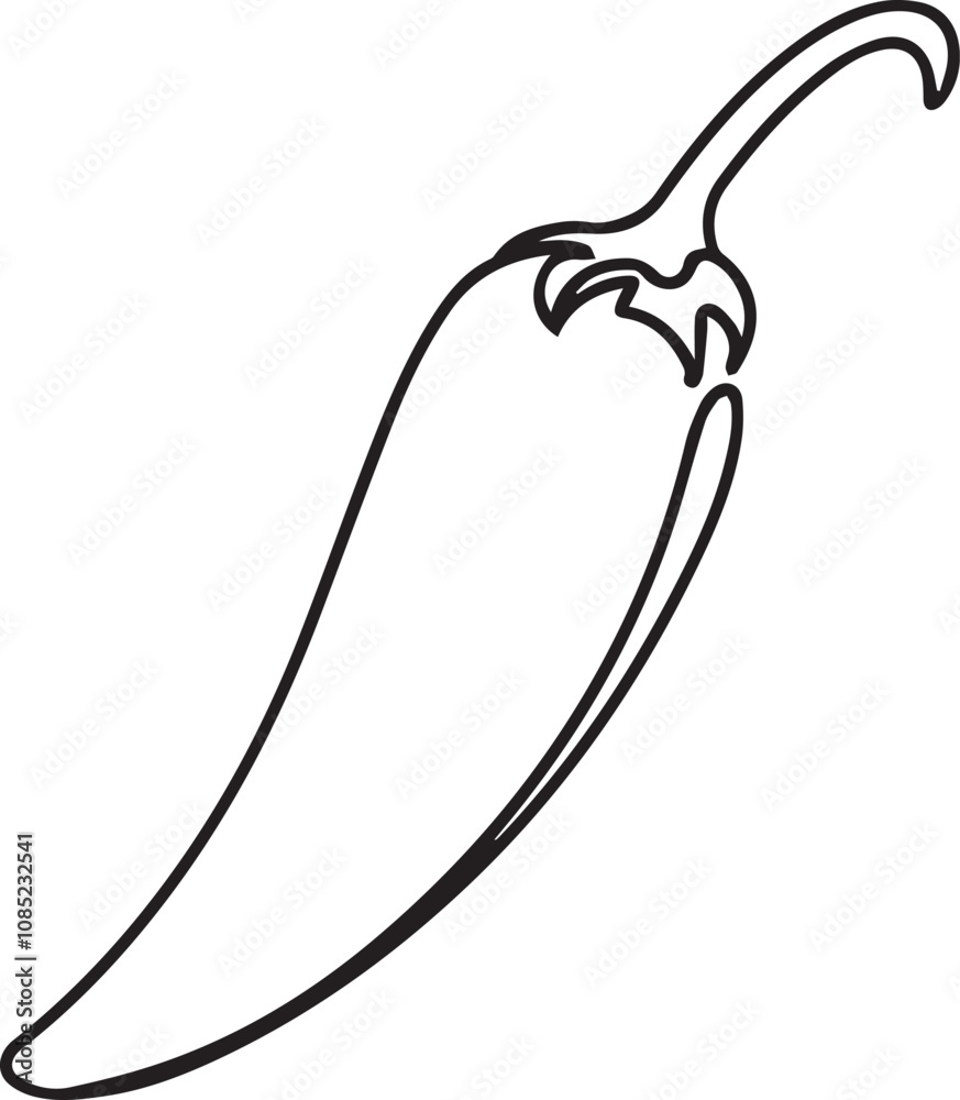 Continuous one line drawing of fresh chilly pepper icon in silhouette on a white background. Linear stylized, Minimalist. Continuous one line drawing of fresh chilly pepper icon in silhouette on a white background. Linear stylized, Minimalist.
