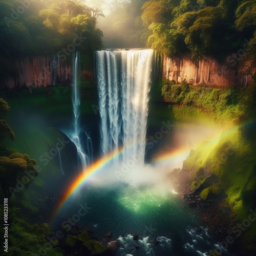 Rainbow Falls A waterfall that refracts sunlight to create rainb photo