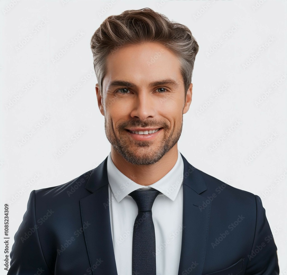 Portrait of successful American businessman looking at camera and smiling in isolated created using Generative AI Portrait of successful American businessman looking at camera and smiling in isolated created using Generative AI
