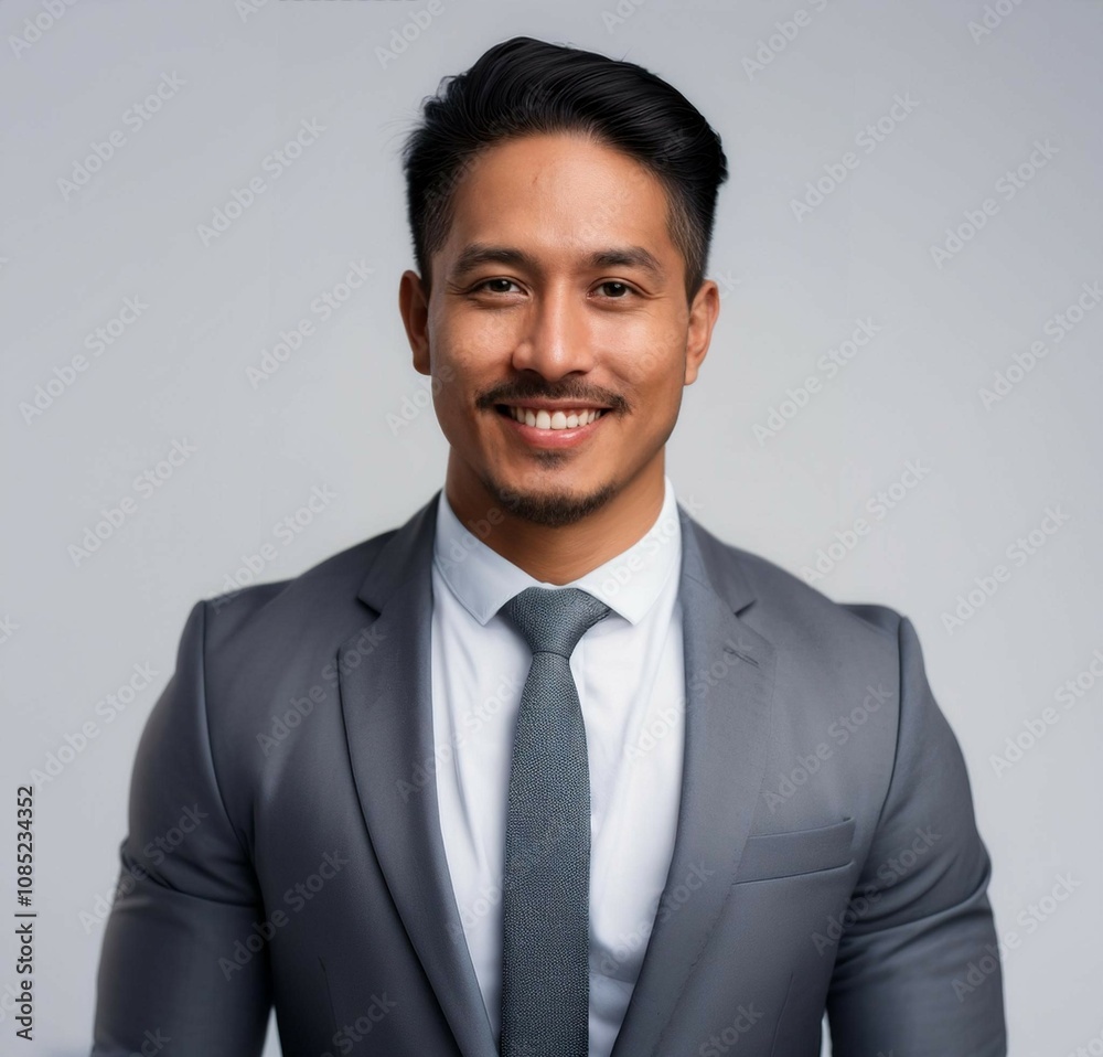 Portrait of successful Asian American businessman looking at camera and smiling in isolated created using Generative AI Portrait of successful Asian American businessman looking at camera and smiling in isolated created using Generative AI