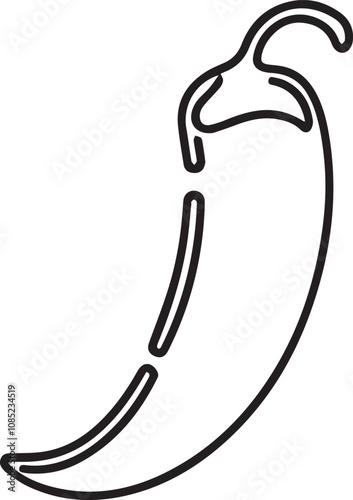 Continuous one line drawing of fresh chilly pepper icon in silhouette on a white background. Linear stylized, Minimalist.