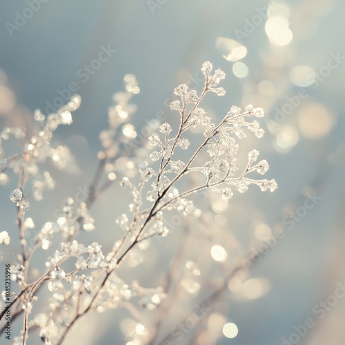 Serene Winter Glow - Minimalistic Snowflakes Background on Icy Gradient with Bokeh Lights