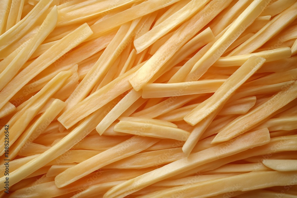 A top-down view of a large pile of golden French fries. This image is perfect for fast food themes, snack cravings, or restaurant menus.
A top-down view of a large pile of golden French fries. This image is perfect for fast food themes, snack cravings, or restaurant menus.