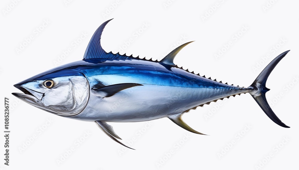 Fototapeta premium Atlantic bluefin tuna (Thunnus thynnus) isolated on white background
